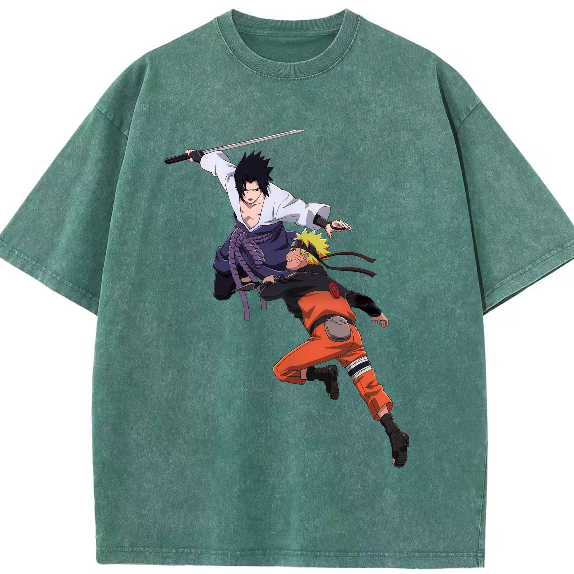 （画像用） NARUTO -ナルト- うちは サスケ Uchiha Sasuke 綿100% ヴィンテージ風 半袖Tシャツ（フロントプリント）